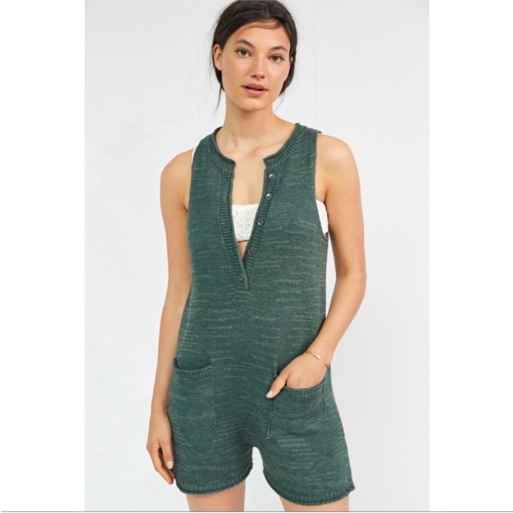 Anthropologie Daily Practice Rosemary Green Knit Sweater Romper XS